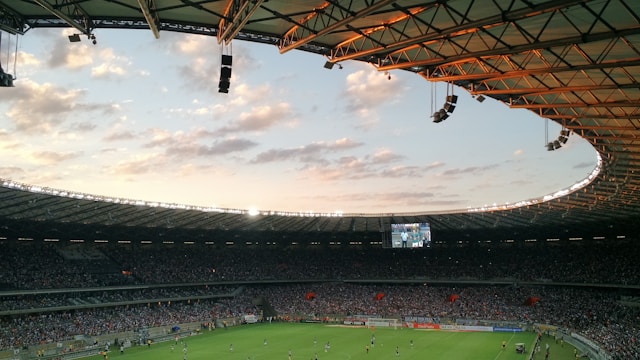 A football stadium standing open under daylight